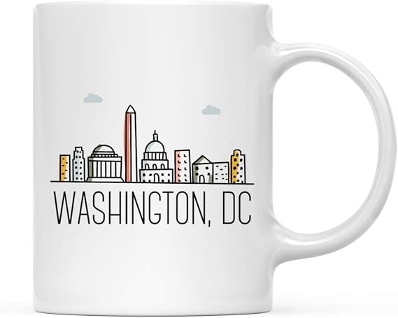 11oz Washington DC Mug - Colorful City Skyline Graphic, 1-Pack Ceramic Cup, Christmas Birthday Gifts for Family Coworker Him Her (Includes Box)