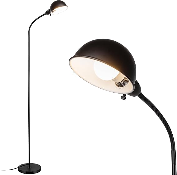 LALISU Modern Metal Reading Standing Floor Lamp with Rotatable Shade, Black