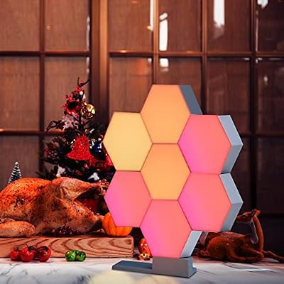 Yescom APP Control 7 Pack Smart LED Light Panels Hexagon Smarter Kit Aesthetic Splicing Lamp Compatible with Alexa & Google for Gaming Party Bedroom Decor