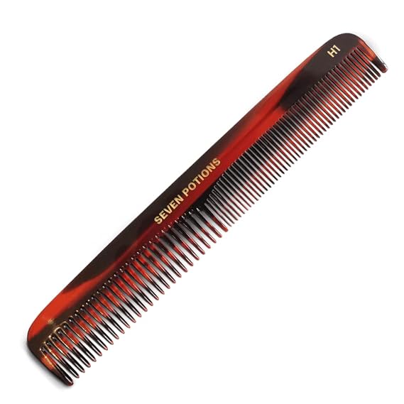 Hair Comb For Men 7.1 inch Fine and Coarse Tooth For Hair Beard And Moustache Hand Made and Sawcut (Hair Comb H1)