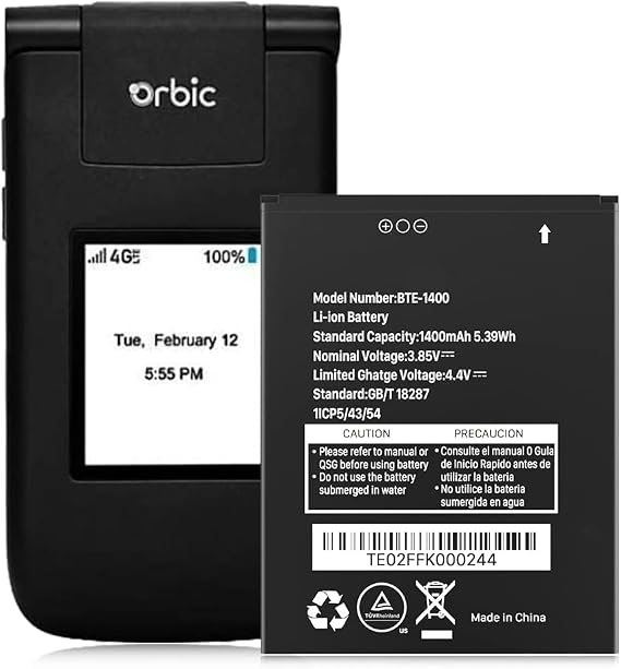 SHENMZ Battery for BTE-1400, High Capacity Replacement New 0 Cycle Li-ion Battery for Verizon Orbic Journey V RC2200L 4G LTE Flip BTE1400