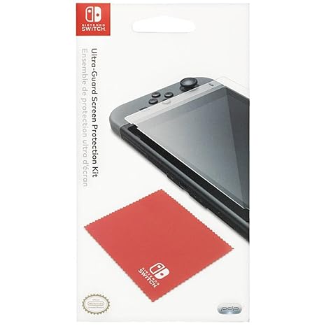 PDP Gaming Premium Ultra Guard Screen Protector Kit for Nintendo Switch, Ultra Thick Shatterproof HD Screen Protector, Cloth, Applicator, Scratch-resistant, Anti-fingerprint