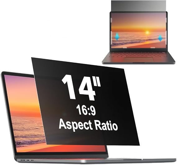 14 Inch 16:9 Removable Laptop Privacy Screen Protector Anti Blue Light