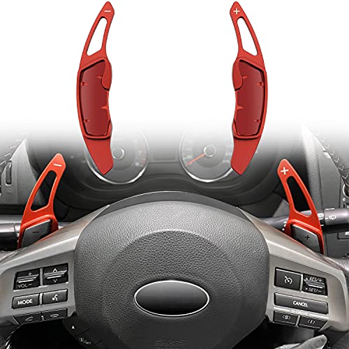 For Subaru Accessories Shift Paddles Cover Extension Steering Wheel Shifter Extended Trim For Compatible with Subaru Forester Outback XV BRZ WRX Impreza Crosstrek Legacy Aluminum Decor Red, 2PCS