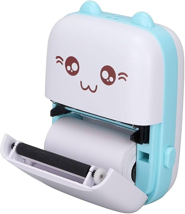 Ticimark Mini Termal Yazıcı, Taşınabilir, BT Bağlantı, Mürekkepsiz, 200 DPI, mavi