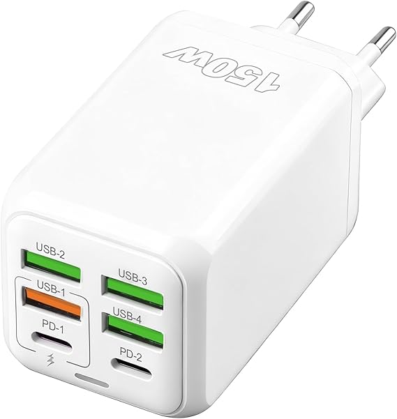 150W USB C Charger Multiple 6 Port Multiple Plug with 2 USB-C & 4 USB-A