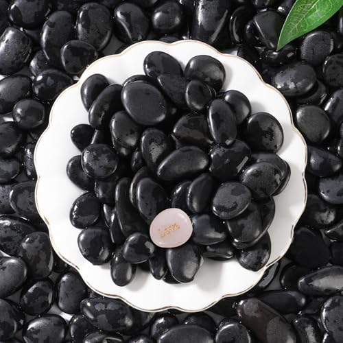 SIDONG 5 LB Black River Rocks, 0.4-1.2 Inches Highly Polished Pebbles for Indoor Plants, Decorative Stones for Plants, Fish Tank, Vases, Home Decor, Crafting, Garden Landscaping