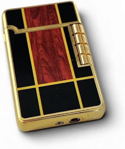 Premium Gold Detaylı Ahşap Desenli Lüks Metal Çakmak - Koleksiyonluk Tasarım