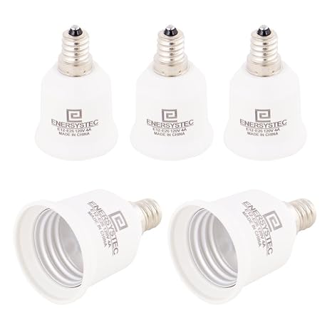 Candle Light to Regular E26 Light Bulb Adapter, E12 to E26 Chandelier Light Socket Converter, Candelabra to Medium Socket Bulb Base Converter, A19 Adapter, 5 Pack