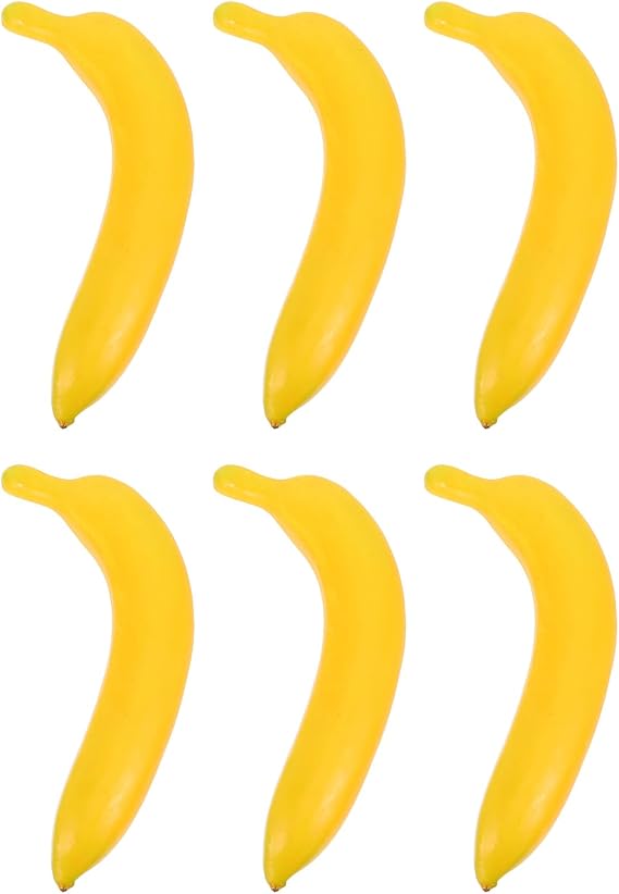 6pcs Fake Weighted Bananas Prop: Artificial Fake Fruit Bulk Yellow Banana Faux Food Model Home House Kitchen Bowl Decoration Wedding Party