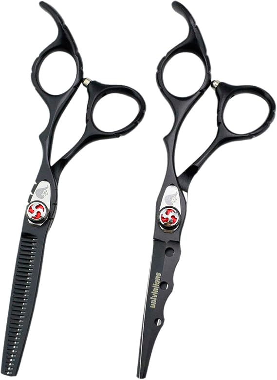 6" 6cr13 Alloy Hairdressing Scissors Black Red Green Purple White Hair Cutting Scissors Thinning Hair Razors Barber Hairdresser(Black)