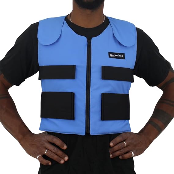 Glacier Tek Cool Vest Personal Cooling, 59 Degrees for 2.5 hours 8 Cool Packs, Recharge in 30 Minutes
