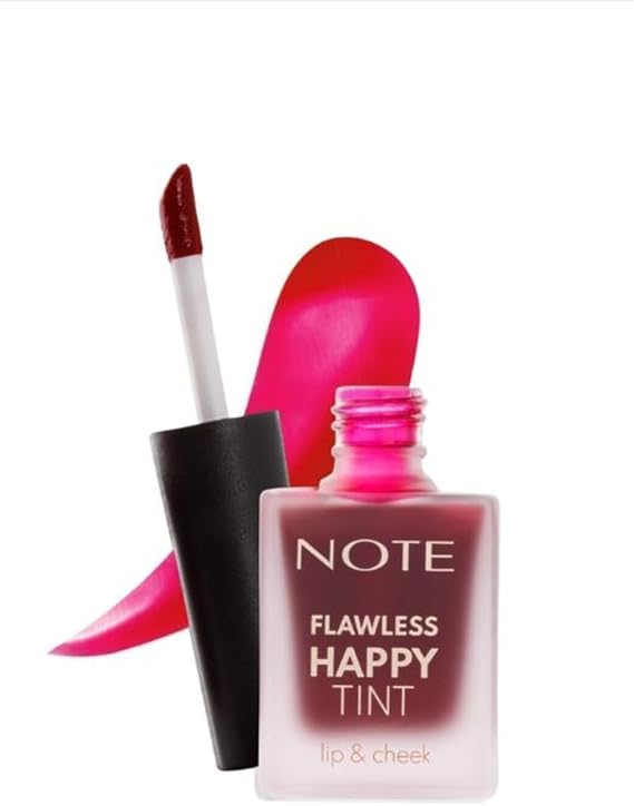 Note Cosmetics Flawless Happy Tint Lip & Cheek 03 Sweet Pink Dudak ve Yanak Renklendirici Likit Allık, Pembe