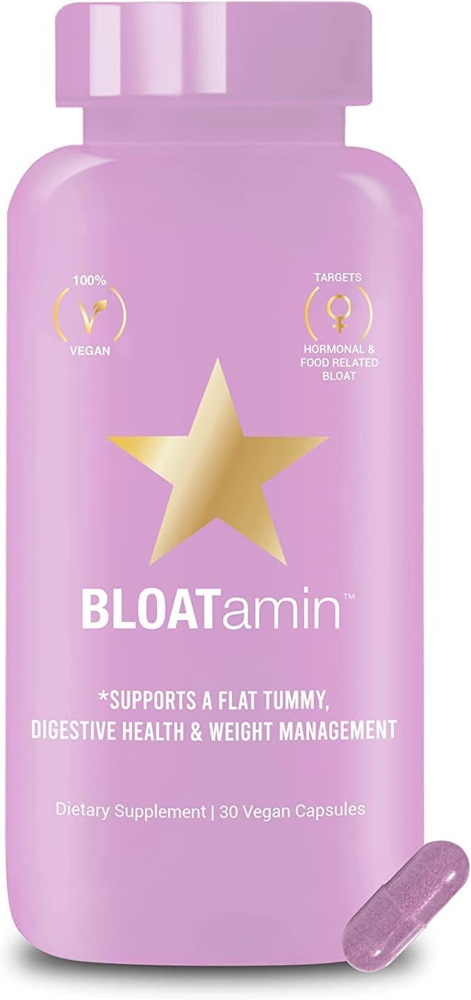 HAIRtamin BLOATamin - Vegan Synergistic Blend | Bloating Relief Supplement Capsule | Men & Women | Digestive Enzymes for Bloating Relief, Gas Stomach Pain, Water Retention, and Discomfort 1-Pack
