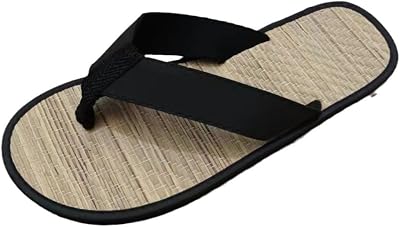 Bamboo Slippers Sandals for Women Tatami Flip Flops Trendy Straw Rattan Woven Grass Japanese Slides Non Slip Wooden Zori Beach Travel Hawaiian Summer Indoor House Standing All Day Comfortable Walking