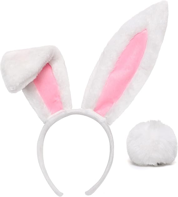 CNALLAR Bunny Ears Headband Furry Rabbit Ear Bunny Costumes Accessories for Easter Halloween Decorations Outdoor