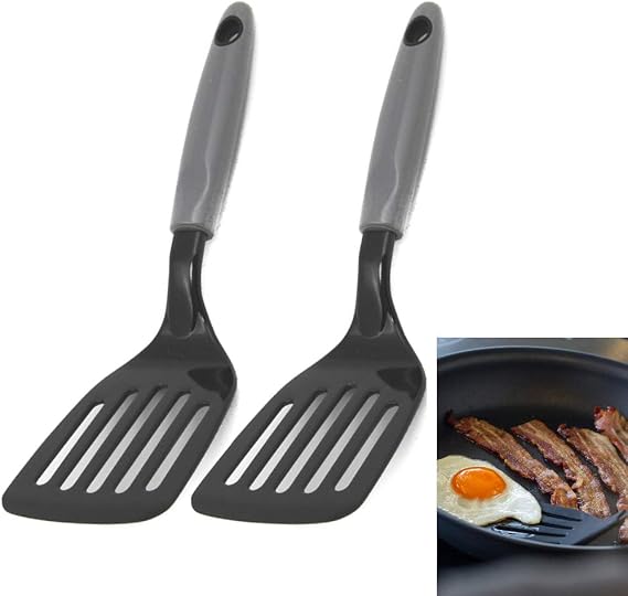 2 Pc Nylon Turner Slotted Heat Resistant Kitchen Utensil Spatula Flipper 10.5"
