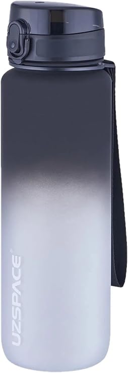 Uzspace 1000ml Large Size Soft Touch Dual Color Motivation Tritan Water Mat (Black-White)