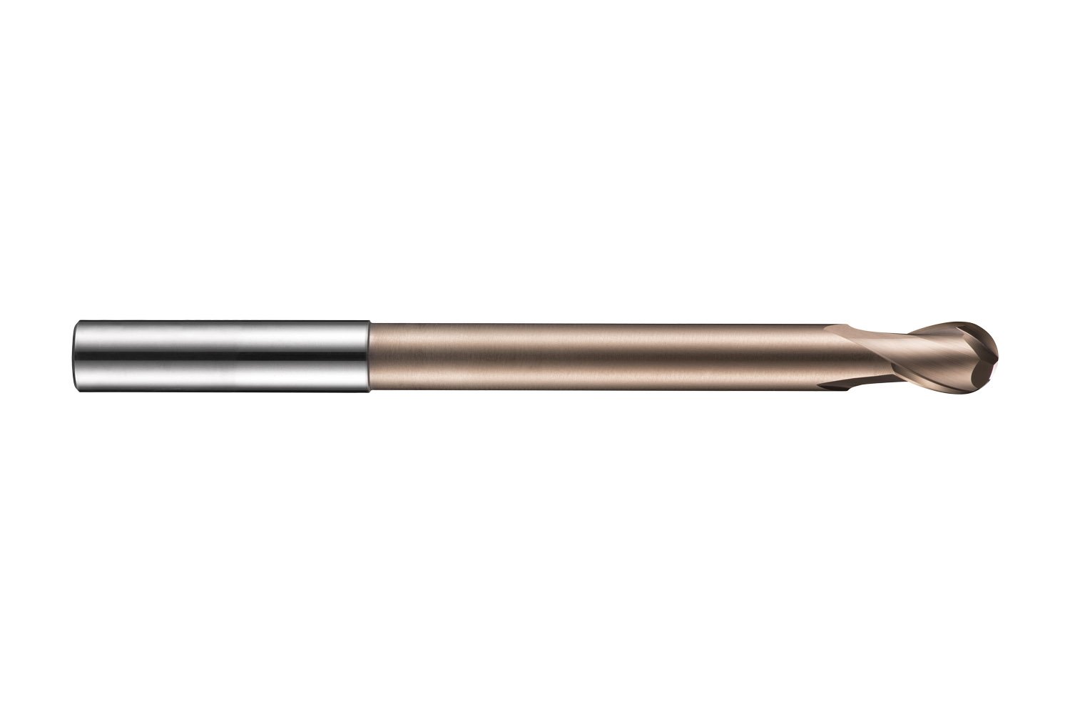 S2332.0XD3 Shank Ball-Nosed End Mill, TiSiN Coating, HM, 3 mm Shank Diameter, 2 mm Head Diameter, 20 mm Flute Length, 100 mm Full Length