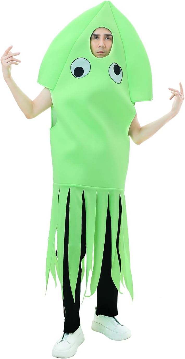 Seasons Adult Squid Halloween Costume, Funny Ocean Animal Costumes, UV Black Light Reactive One Size