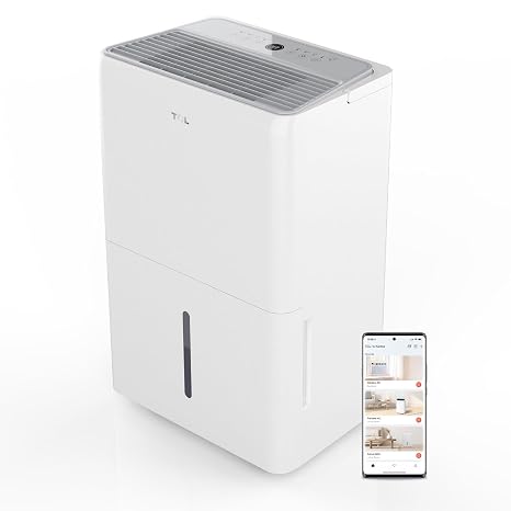 TCL 4500 Sq. Ft. 50-Pint Smart Dehumidifier, Energy Star 2024, Ideal for Whole House, Including Basements, Bedrooms, Bathrooms, Attics & Garages, Compatible with Alexa/Google Assistant