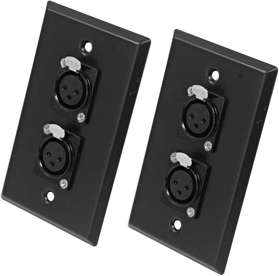 Seismic Audio - Pair of Black Stainless Steel Wall Plates - Dual XLR Female Connectors