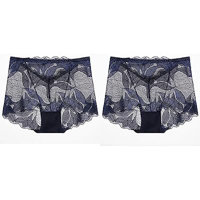 XIRUJNFD Ladies Silk Lace Handmade Underwear, Lace Boy Shorts Underwear for Women, Lace Panties Lace Underwear for Women