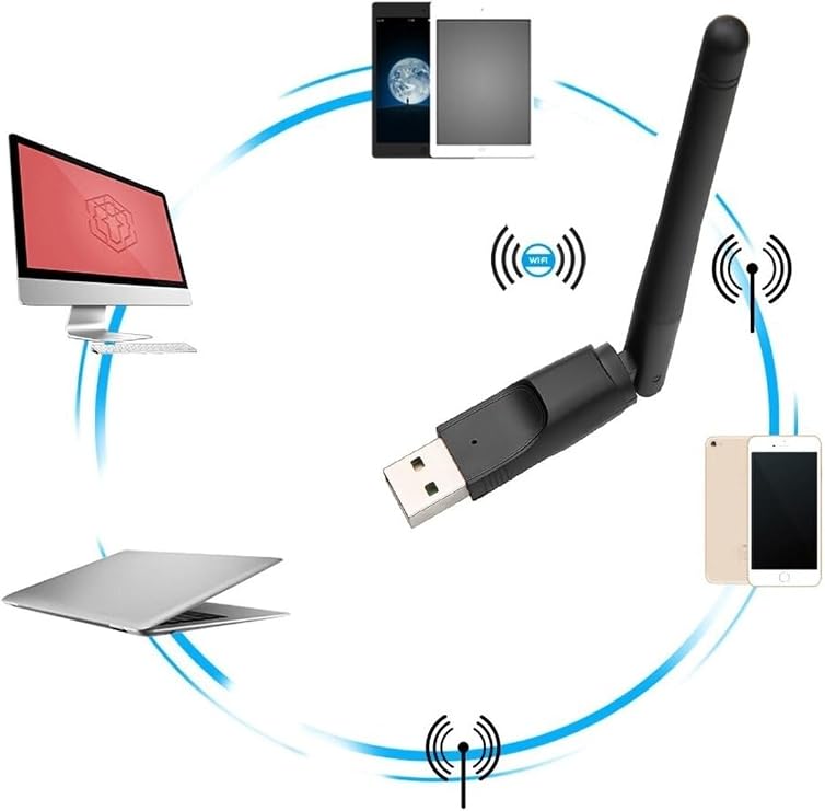 Yeni 2023 Pc Ve Uydu Alıcıları 150 Mbps 7601 Chipsetli Usb Wifi Anten Wireless Adaptör 5Dbi