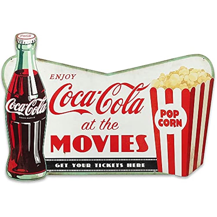Open Road Brands Coca-Cola Movie Sign - Vintage Drink Coca-Cola Movie Wall Decor for Theater Room, Basement or Living Room