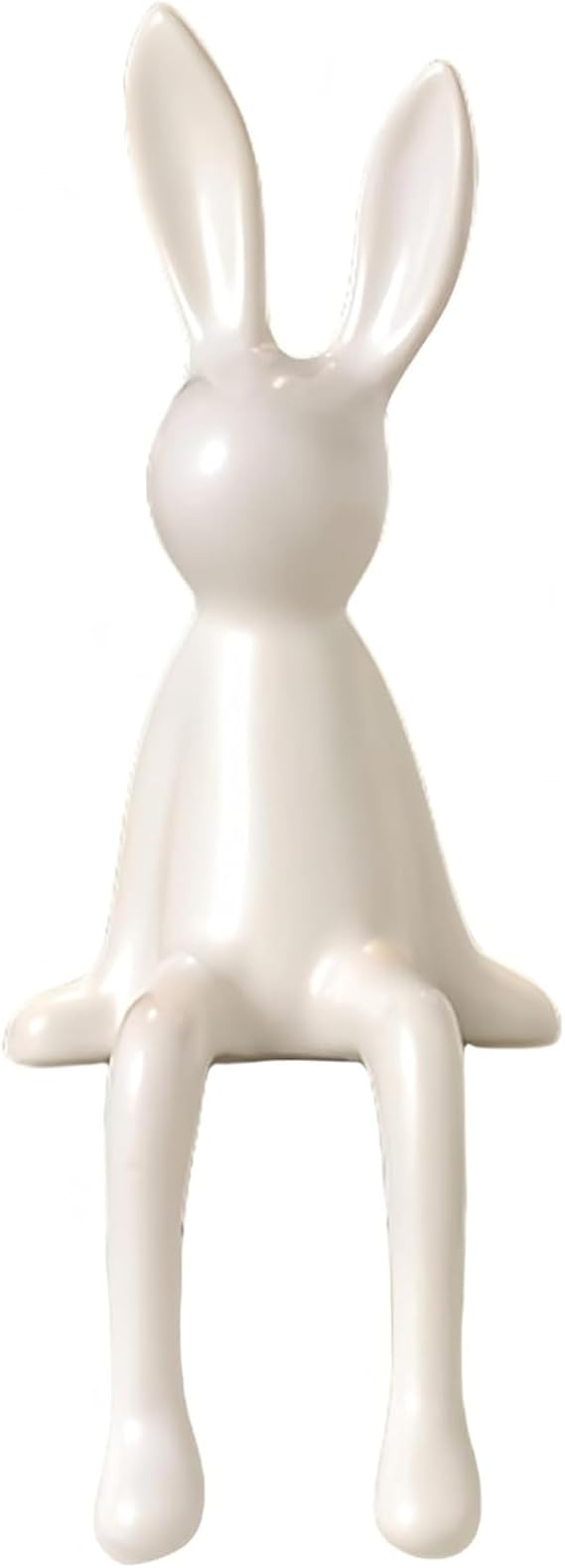 Ceramic Bunny Figurine - Stable White Rabbit Decor with Weighted Base for Shelf, Easter, and Home Decoration