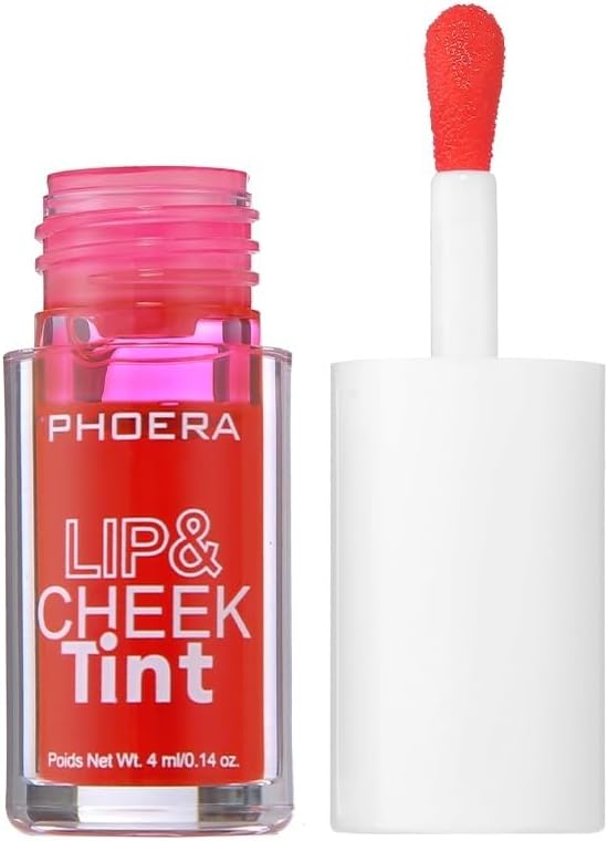 PHOERA Lip & Cheek Tint Stain Matte Finish – Lightweight Liquid Lipstick & Blush, Long Lasting Smudge-Proof Kiss-Proof, Non Sticky, Natural Flush, Buildable Velvet Color (FOUNDER)