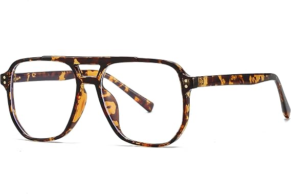 Breaksun Retro Oversized Square Glasses for Women Men Big Square Aviator Blue Light Eyeglasses