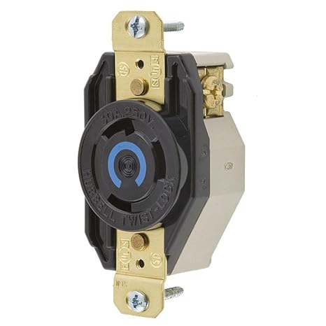 Locking Devices, Twist-Lock, Industrial, Flush Receptacle, 30A 250V, 2-Pole 3-Wire Grounding, L6-30R, Screw Terminal, Black