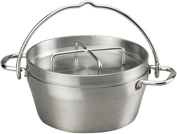 SOTO Made in Japan Yonago Sanjo Stainless Steel Dutch Oven, No Need for Seasoning, Easy to Clean Dishwasher and Detergent Safe, High Heat Retention, Versatile, Durable, Rust-Resistant