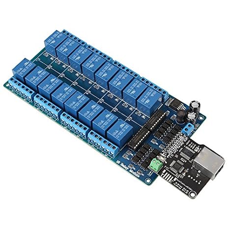 16-Channel Ethernet Relay Control Module with RJ45 Port, LAN WAN Web Server