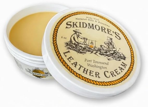 Skidmores Leather Cream: All-Natural, Non-Toxic Leather Conditioner - Made in USA Since 1984. Water Repellent Formula Restores Leather Couches, Car Seats, Boots, Shoes, Purses, Bags, and Tack. 6 Oz