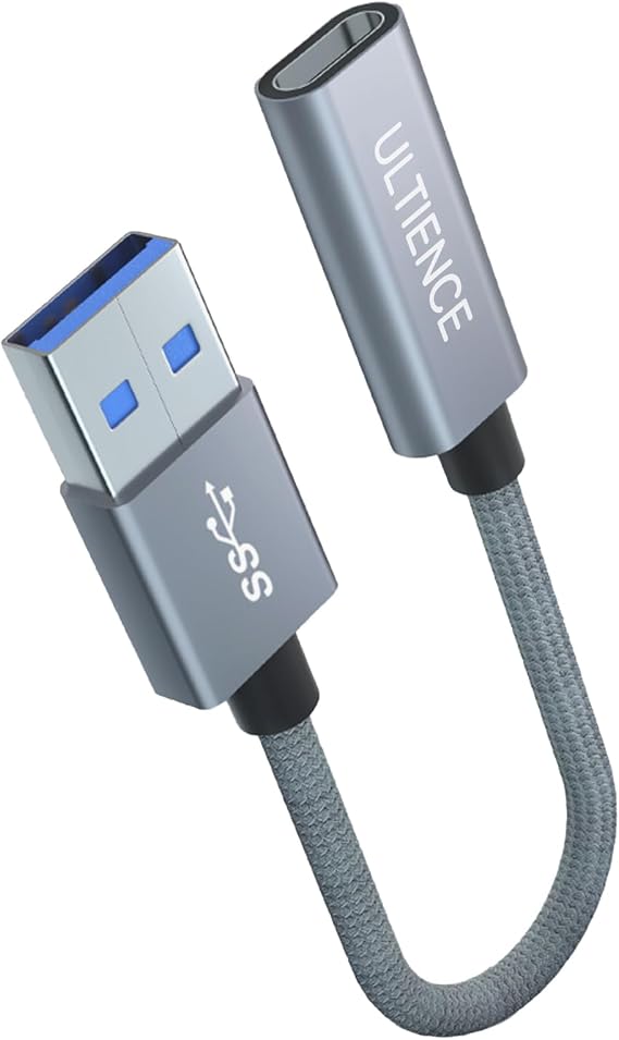[10Gbps] High-Speed A to C Adapter with USB to USB C Cable, Female 60W Fast Charging and Data Transfer Compatible with Laptop, PC, Flash Disk, Charger (0.41 ft Grey)