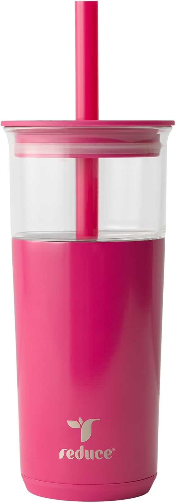 REDUCE Aspen - 20oz Vacuum Insulated Glass Tumbler - Extra Wide Straw & Lid | Keeps drinks cold for 12 hours, ideal for iced coffee, smoothies & boba, dishwasher safe, soft base