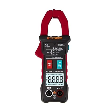 ST203 4000 Counts Full Intelligent Automatic Range True RMS Digital Multimeter Clamp Meter AC/DC Voltage NCV Resistance Auto Range Flashlight - Red