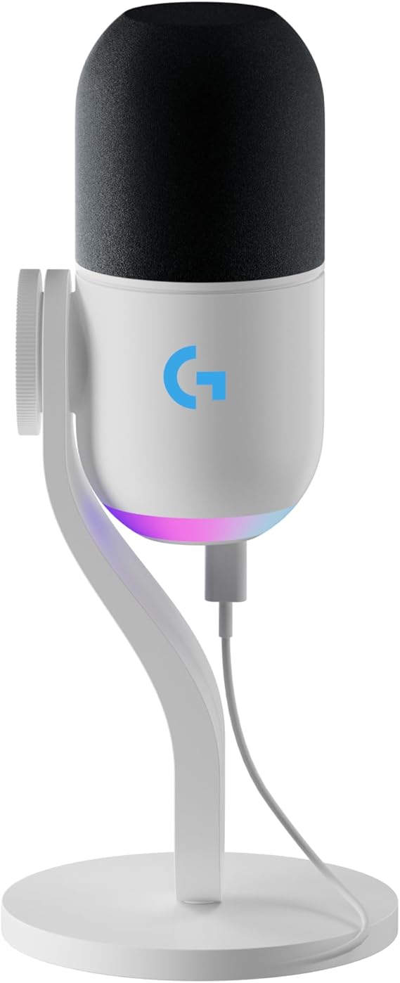 Logitech G Yeti GX Dynamic RGB Gaming Microphone with LIGHTSYNC | USB Mic for Streaming, Supercardioid, Plug and Play for PC/Mac - White