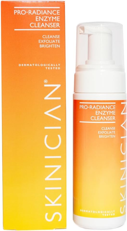 SKINICIAN Advanced Pro-Radiance Enzyme Cleanser - Foaming Facial Cleanser with Anti-Ageing Properties - Gentle Facial Exfoliator - Natural AHA Cleanser - Vegan & Cruelty Free Skincare (150ml) | Foaming facial cleanser & gentle AHA exfoliator. Anti-ageing properties for radiant skin.