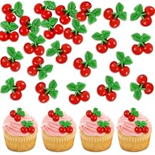 24Pcs Resin Cherry Cupcake Toppers 2D Fruit Cherries Cupcake Picks for Baby Shower She Is Cherry On Topper Party Decorations Boys Girls Fruit Birthday Party Supplies Cherries Table Decorations