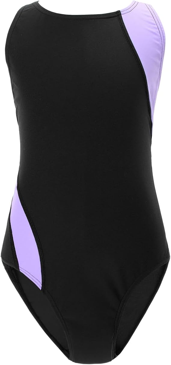 GLIGLITTR Girls' Athletic One Piece Swimsuit Kids Black Swimwear for Swim Team Practice Competition Beach Sport Bathing Suit