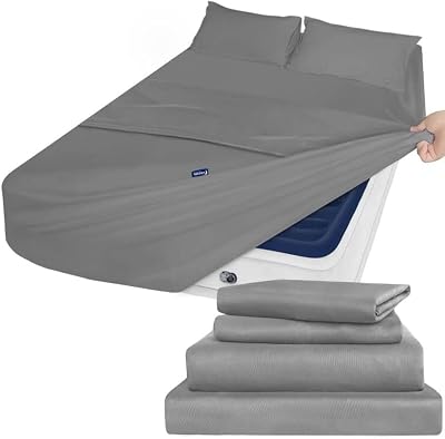 Moonsea Deep Pocket Twin XL Sheet Sets - Extra Long Twin Sheets - Dorm Room Essentials - 4 Piece Bed Sheets Fade Resistant Fits 16in to 24in Pillow Top Air Mattress - Grey