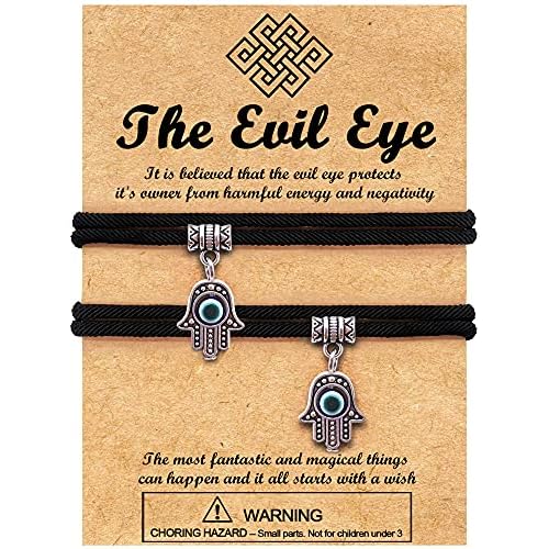 Upgraded 7 Knots Evil Eye Bracelet Adjustable Lucky Red String Bracelet Set Kabbalah Protection Friendship Wish Bracelets for Women Men Boy Girl Him Her BFF Friend Gifts with Message Card