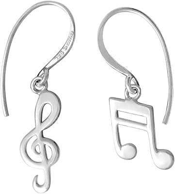 Boma Jewelry Sterling Silver Music Note & Treble Clef Earrings