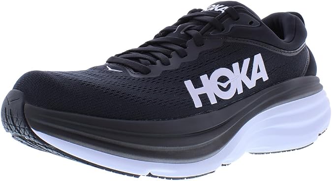 HOKA ONE ONE Bondi 8 Mens Shoes Size 9, Color: Black/White
