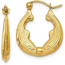 Roy Rose Jewelry 14K Yellow Gold Dolphin Hoop Earrings ~ 3mm width
