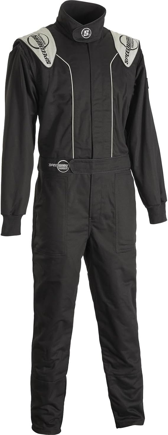 Speedway Double-Layer SFI-5 One-Piece Racing Suit, Black Large