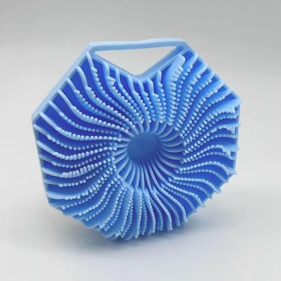 Silicone Exfoliating Body Scrubber, Blue Modern Silicone Loofah for Shower, Easy-to-Clean, Gentle Exfoliation, Suitable for All Skin Types